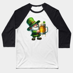 St Patricks Day Gnome Drinking Beer Baseball T-Shirt